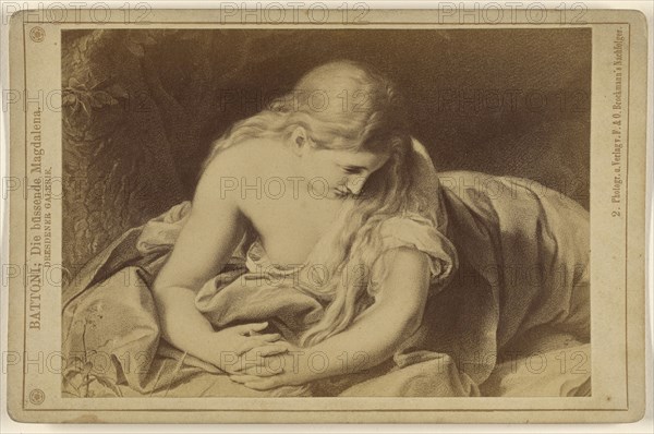 Battoni: Die bussende Magdalena. Dresdener Galerie; F. & O. Brockmann, German, 1854 - 1870, about 1875; Albumen silver print