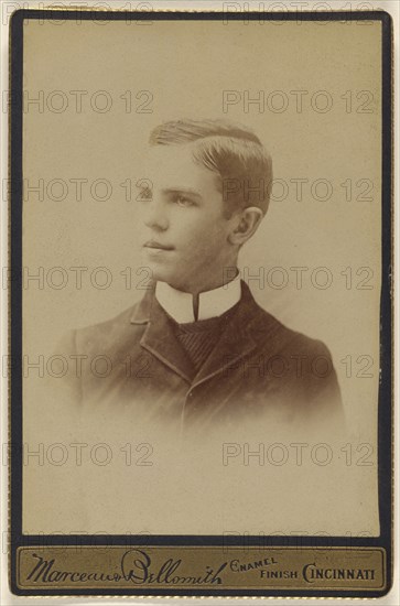 Portrait of a young man with high white collar shirt; Marceau & Bellsmith; 1880s; Albumen silver print