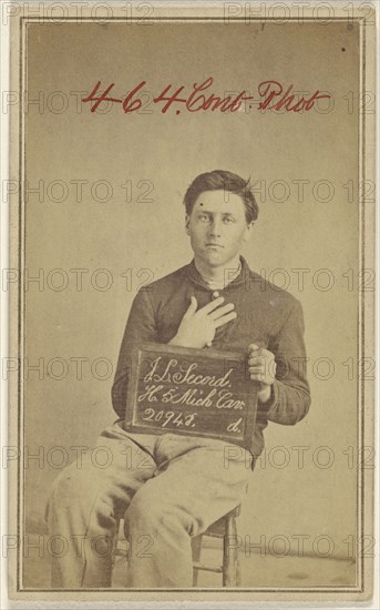 J.L. Secord. H.5. Mich Cav. 20948. d. Civil War victim; Attributed to William H. Bell, American, 1830 - 1910, about 1865