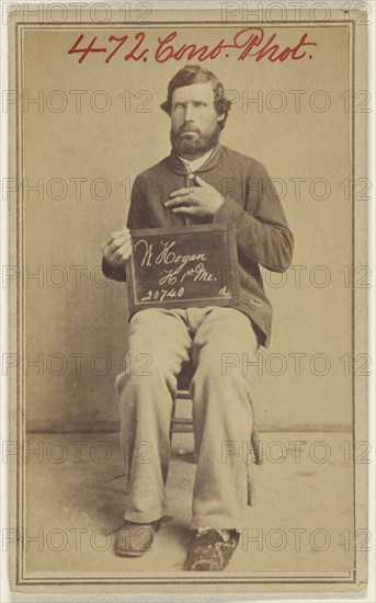 W. Hogan, H 1st ME. 20740. Civil War victim; Attributed to William H. Bell, American, 1830 - 1910, about 1864; Albumen silver