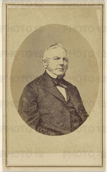 elderly man, in quasi-oval style; American; 1860s; Albumen silver print