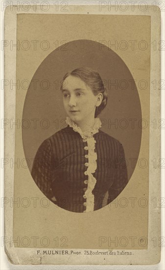 woman, in quasi-oval style; Ferdinand J. Mulnier, French, born 1825, active Paris, France 1870s, about 1878; Albumen silver