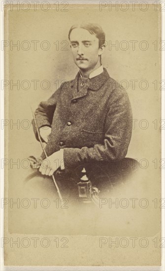 well-dressed man with moustache, seated; J. Craik, British, active Canterbury, England 1860s, October 17, 1881; Albumen silver