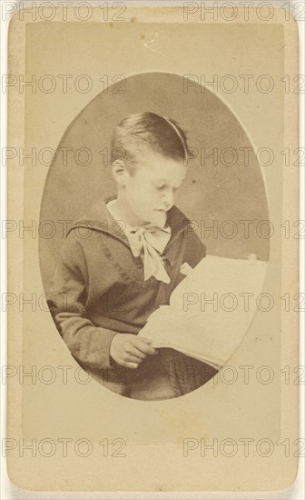 boy reading, in oval style; F.G. Handel, American, active Orange, New Jersey 1860s, about 1865; Albumen silver print