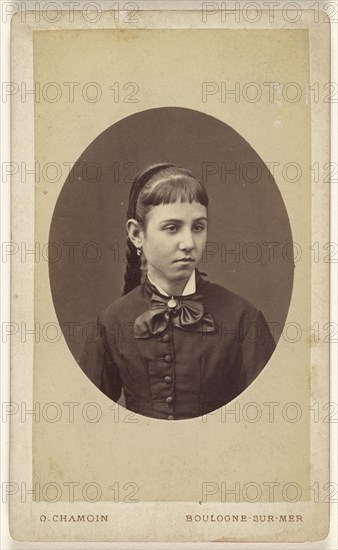 woman, in oval style; O. Chamoin, French, active 1870s, about 1878; Woodburytype print