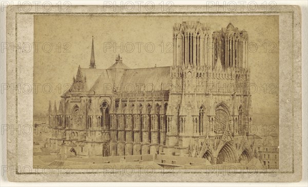 Cathedral at Reims; Borderia, French, active 1880s, 1865 - 1870; Albumen silver print