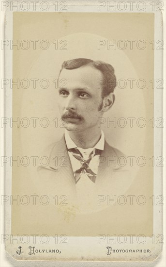 man with moustache, printed in oval style; J. Holyland, American, 1841 - 1931, 1870 - 1875; Albumen silver print