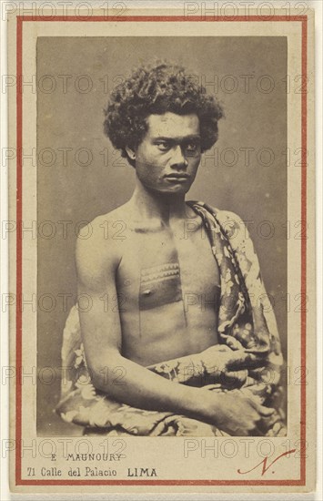Native man, South Sea Islands; Eugenio Maunoury, French, active Paris, France and Lima, Peru 1860s - 1870s, about 1863; Albumen