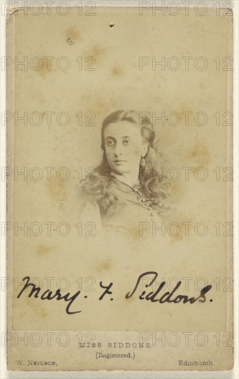 Miss Mary F. Siddons; W. Neilson, Scottish, active Edinburgh, Scotland 1860s - 1870s, 1862 - 1865; Albumen silver print