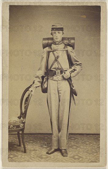 Confederate soldier, standing; American; 1862-1865; Albumen silver print