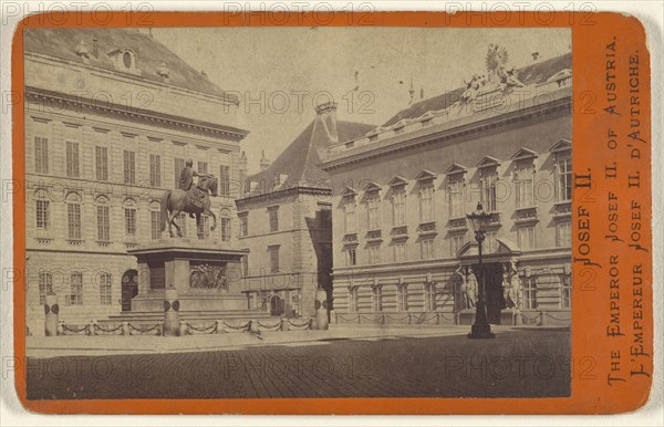 Josef II. statue in  town square; Oscar Kramer, Austrian, 1835 - 1892, about 1865; Albumen silver print