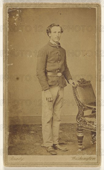 Union soldier, standing; Mathew B. Brady, American, about 1823 - 1896, 1861 - 1864; Albumen silver print