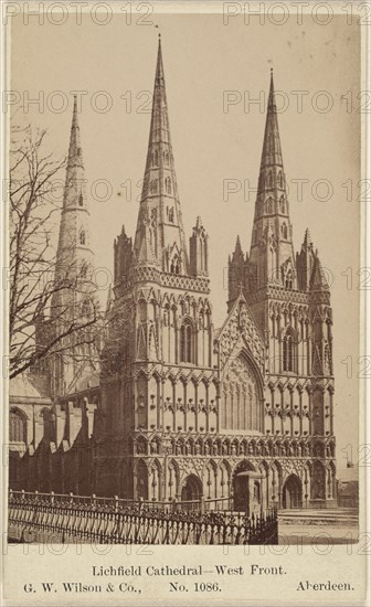 Lichfield Cathedral - West Front; George Washington Wilson, Scottish, 1823 - 1893, about 1865; Albumen silver print
