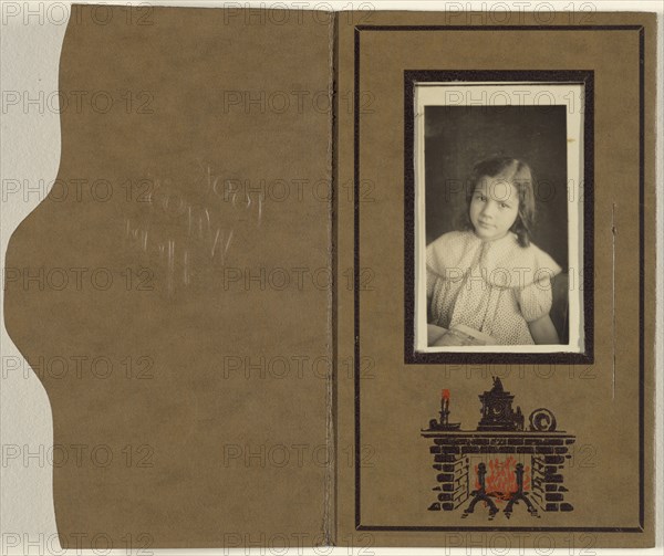little girl seated with an open book in her lap; Housh Company, Inc., American, active 1910 - 1925, 1910-1925; Gelatin silver