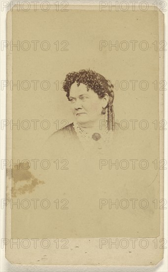 woman with two long curls, printed in vignette-style; Lew Horning, American, active Philadelphia, Pennsylvania 1860s, 1865