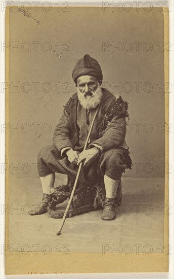 Hamal and Bekji. old white bearded man in native costume, seated; Abdullah Frères, Armenian, active 1860s - 1890s, 1870 - 1880