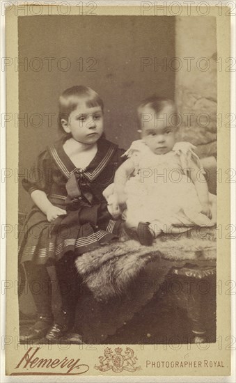 Dorothy aged 3 yr 8 mo. Bernard 1 year; Hemery & Company, British, June 1887; Albumen silver print