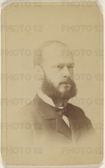 bearded man, printed in vignette-style; Penton, American, active Buffalo, New York 1860s, 1865-1875; Albumen silver print