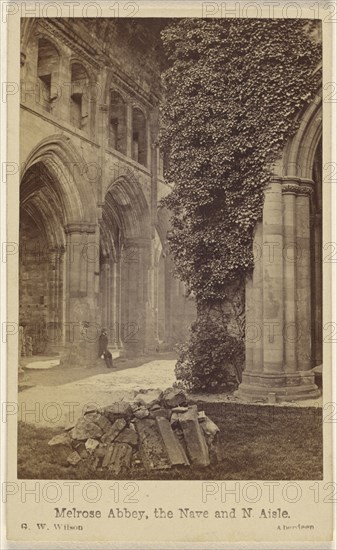Melrose Abbey, the Nave and N. Aisle; George Washington Wilson, Scottish, 1823 - 1893, September 20, 1865; Albumen silver print
