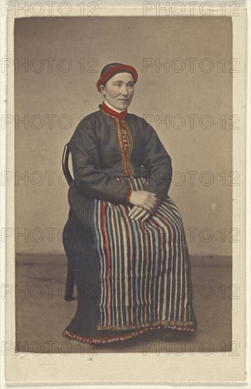 Pige fra Osterfjorden. woman in Norwegian costume, seated; Knud Knudsen, Norwegian, 1832 - 1915, active Bergen, Norway, 1866