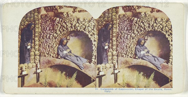Catacomb of Cappuccini, Chapel of the Skulls, Rome, Italy; about 1910; Color Photomechanical