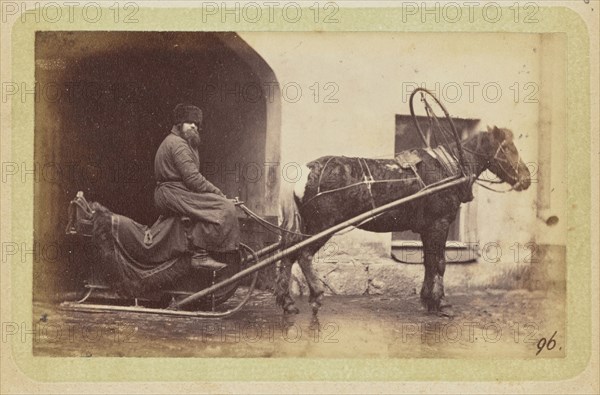 Man driving horse-drawn sleigh; William Carrick, Scottish, 1827 - 1878, Russia; about 1860 - 1870; Albumen silver print