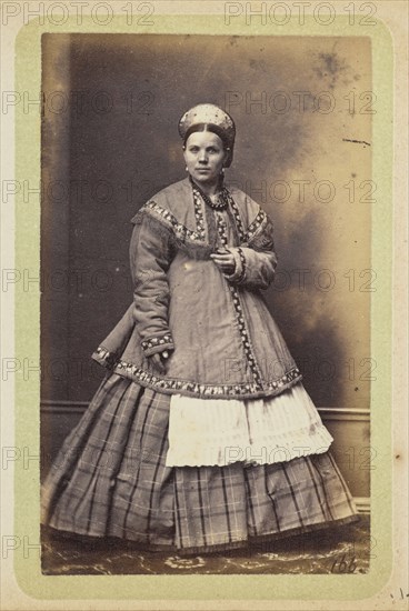 Woman wearing embroidered jacket and kokoshnik; William Carrick, Scottish, 1827 - 1878, Russia; about 1860 - 1870; Albumen