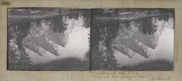 Inverted in Tide, Stand the Grey Rocks, Yosemite; Carleton Watkins, American, 1829 - 1916, July 1861; Albumen glass stereograph