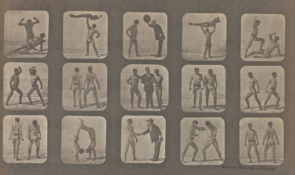 Posturing; Eadweard J. Muybridge, American, born England, 1830 - 1904, Palo Alto, California, United States, North America