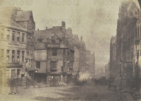 The High Street, Edinburgh, with John Knox's house; Hill & Adamson, Scottish, active 1843 - 1848, Scotland; about 1844; Salted