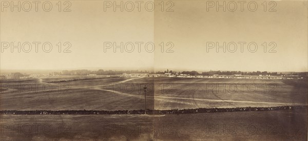 Panorama of the Camp at Châlons, six photographs in three frames, Gustave Le Gray, French, 1820 - 1884, Chalons, France; 1857