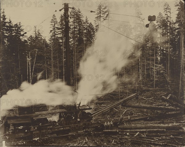 Men with Steam-powered Lumber Derrick; Darius Kinsey, American, 1869 - 1945, Tabitha Kinsey; Washington, United States