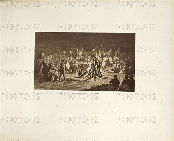Camp de Châlons: Arab festival improvised by the Zouaves; Gustave Le Gray, French, 1820 - 1884, Chalons, France; 1857; Albumen