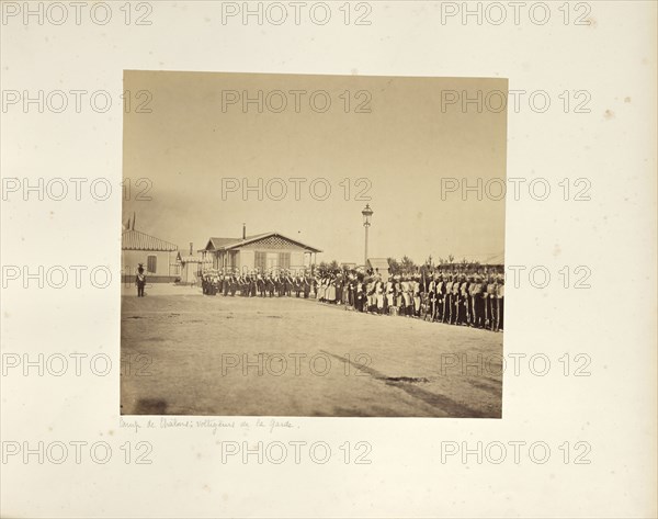 Camp de Châlons: Voltigeurs de la Garde; Gustave Le Gray, French, 1820 - 1884, Chalons, France; 1857; Albumen silver print