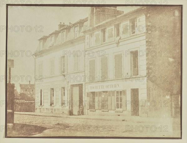 Man sitting outside optician's shop; Hippolyte Bayard, French, 1801 - 1887, France; about 1840–1849; Salted paper print