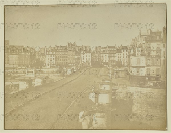 Pont Neuf with Chevalier optician shop; Hippolyte Bayard, French, 1801 - 1887, Paris, France; 1849; Salted paper print; 19.2