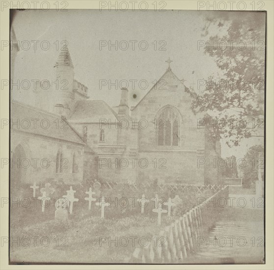 Rear of a Church with Graveyard; Hippolyte Bayard, French, 1801 - 1887, about 1840 - 1849; Salted paper print; 17.6 x 17.9 cm