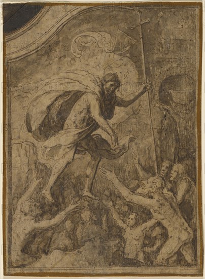 Christ in Limbo; Flemish Master; 1520 - 1540; Pen and brown ink and brown wash; 16.7 x 12.2 cm 6 9,16 x 4 13,16 in