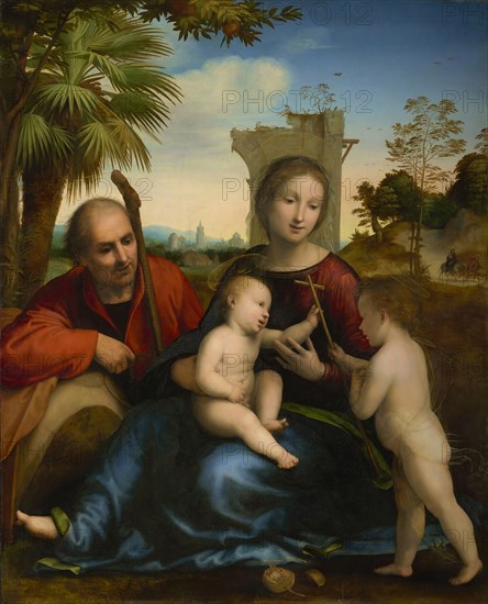 The Rest on the Flight into Egypt with St. John the Baptist; Fra Bartolommeo, Baccio della Porta, Italian, 1472 - 1517