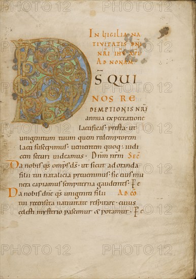 Decorated Initial D; about 1025 - 1050; Tempera colors, gold, and ink on parchment; Ms. Ludwig V 2, fol. 29