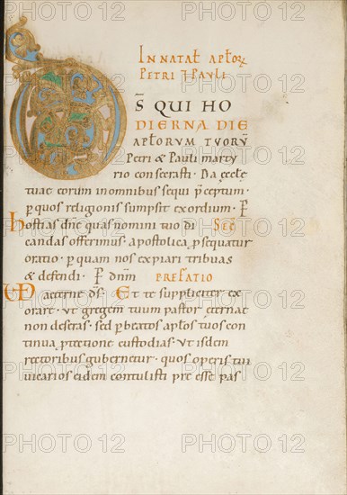 Decorated Initial D; about 1025 - 1050; Tempera colors, gold, and ink on parchment; Ms. Ludwig V 2, fol. 89