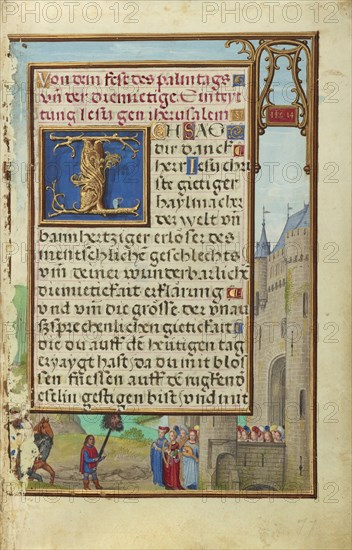 Border with David's Return with Goliath's Head; Simon Bening, Flemish, about 1483 - 1561, Bruges, Belgium; about 1525 - 1530