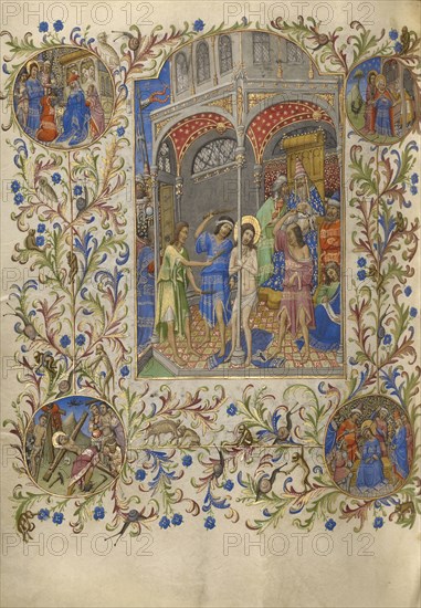 The Flagellation; Spitz Master, French, active about 1415 - 1425, Paris, France; about 1420; Tempera colors, gold, and ink
