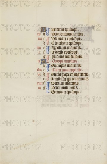 Calendar Page; Ghent, bound, Belgium; 1450s; Tempera colors, gold leaf, gold paint, and ink on parchment; Leaf: 26.4 x 18.4 cm