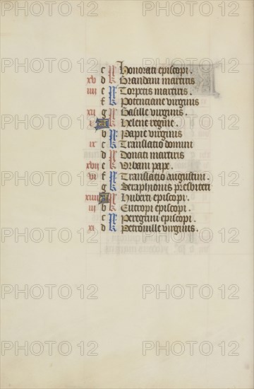 Calendar Page; Ghent, bound, Belgium; 1450s; Tempera colors, gold leaf, gold paint, and ink on parchment; Leaf: 26.4 x 18.4 cm