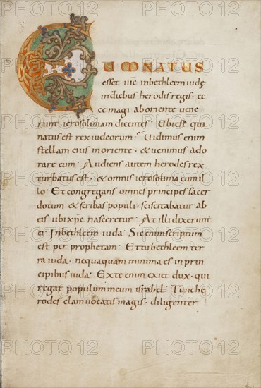 Decorated Initial C; or Reichenau, Germany; late 10th century; Tempera colors, gold paint, silver paint, and ink on parchment