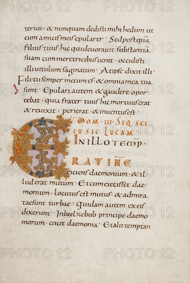 Decorated Initial E; Saint Gall, Switzerland; late 10th century; Tempera colors, gold paint, silver paint, and ink on parchment