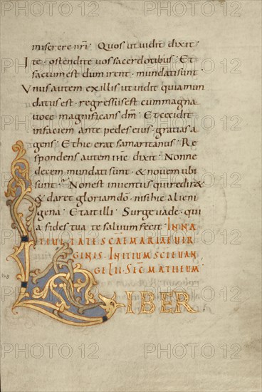 Decorated Initial L; Saint Gall, Switzerland; late 10th century; Tempera colors, gold paint, silver paint, and ink on parchment