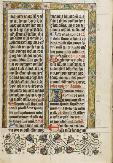 Decorated Text Page; Westphalia, Germany; about 1500 - 1505; Tempera colors, gold paint, and ink on parchment; Leaf: 38.7 x 27.9