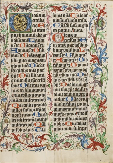 Decorated Initial G; Westphalia, Germany; about 1500 - 1505; Tempera colors, gold paint, and ink on parchment; Leaf: 38.7 x 27.9
